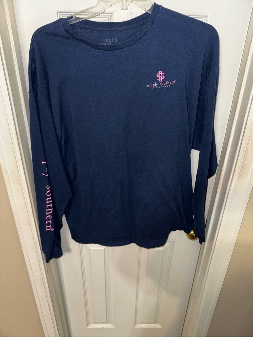 Simply Southern Navy Tee with Light Blue Nails Accent